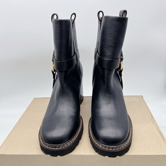 See By Chloe Hana Harness Lug Sole Platform Ankle Boots Black Leather EU 40 - Picture 6 of 12